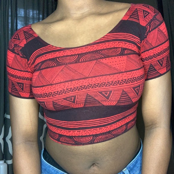 American Apparel Tops - Red and Black American Apparel Tribal Print Top